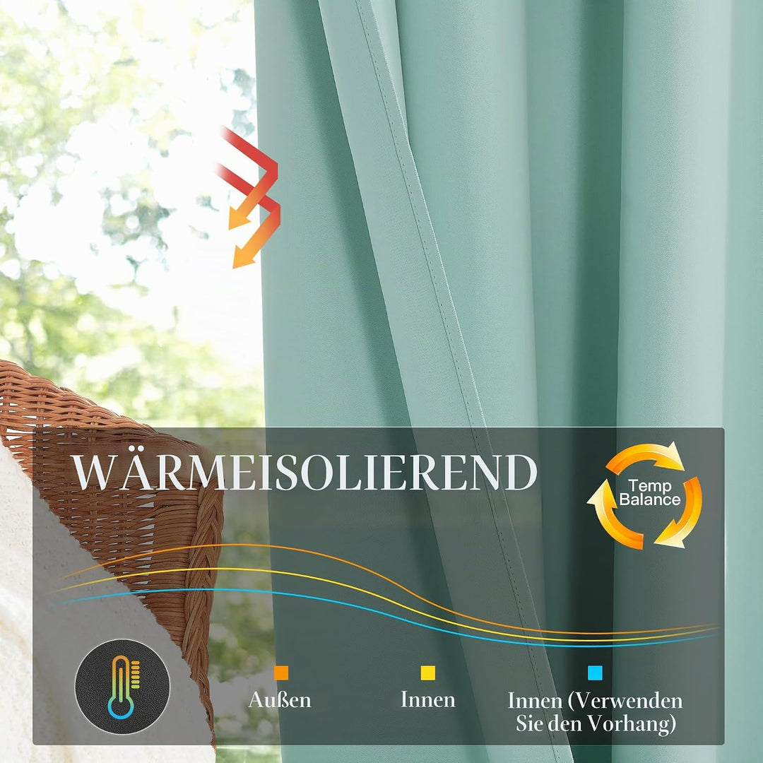 KGORGE Vorhang Grün Blickdicht Ösenvorhang 2er Set Blickdichte Gardinen Wohnzimmer Modern Kurz Verdu