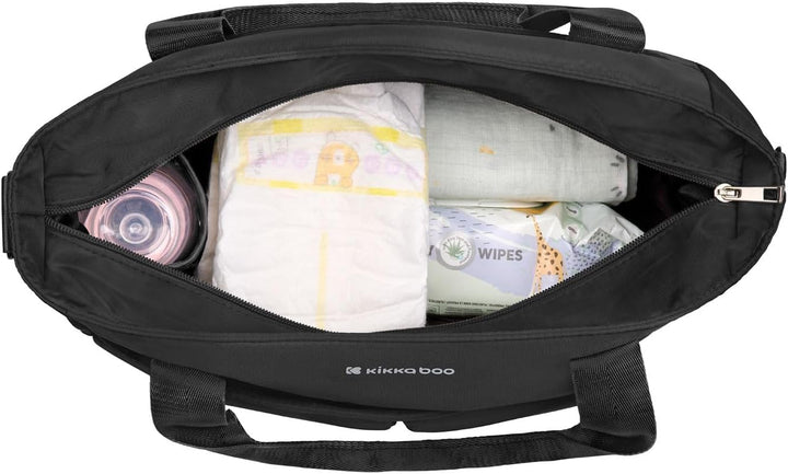 Kikkaboo Brielle Wickeltasche, Befestigungsclips, wasserdicht, Schultergurt Schwarz, Schwarz