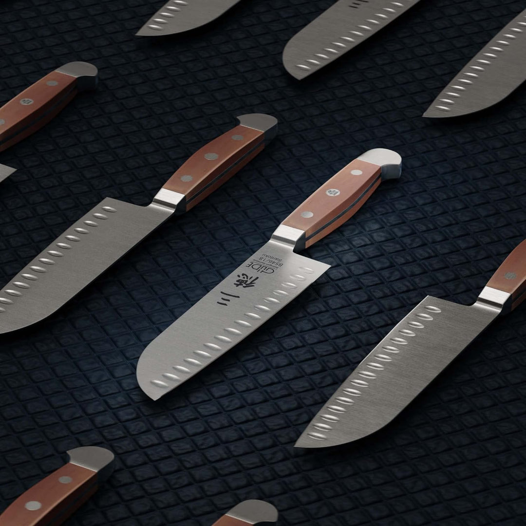 GÜDE Solingen - Santoku mit Kulle geschmiedet, 18 cm, Birnenholz, ALPHA BIRNE, Doppelkropf, Handmade