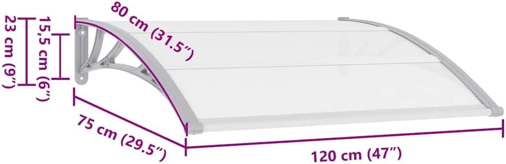 vidaXL Türvordach Haustürdach Haustür Überdachung Türdach Pultvordach Vordach Haustürvordach Grau Tr