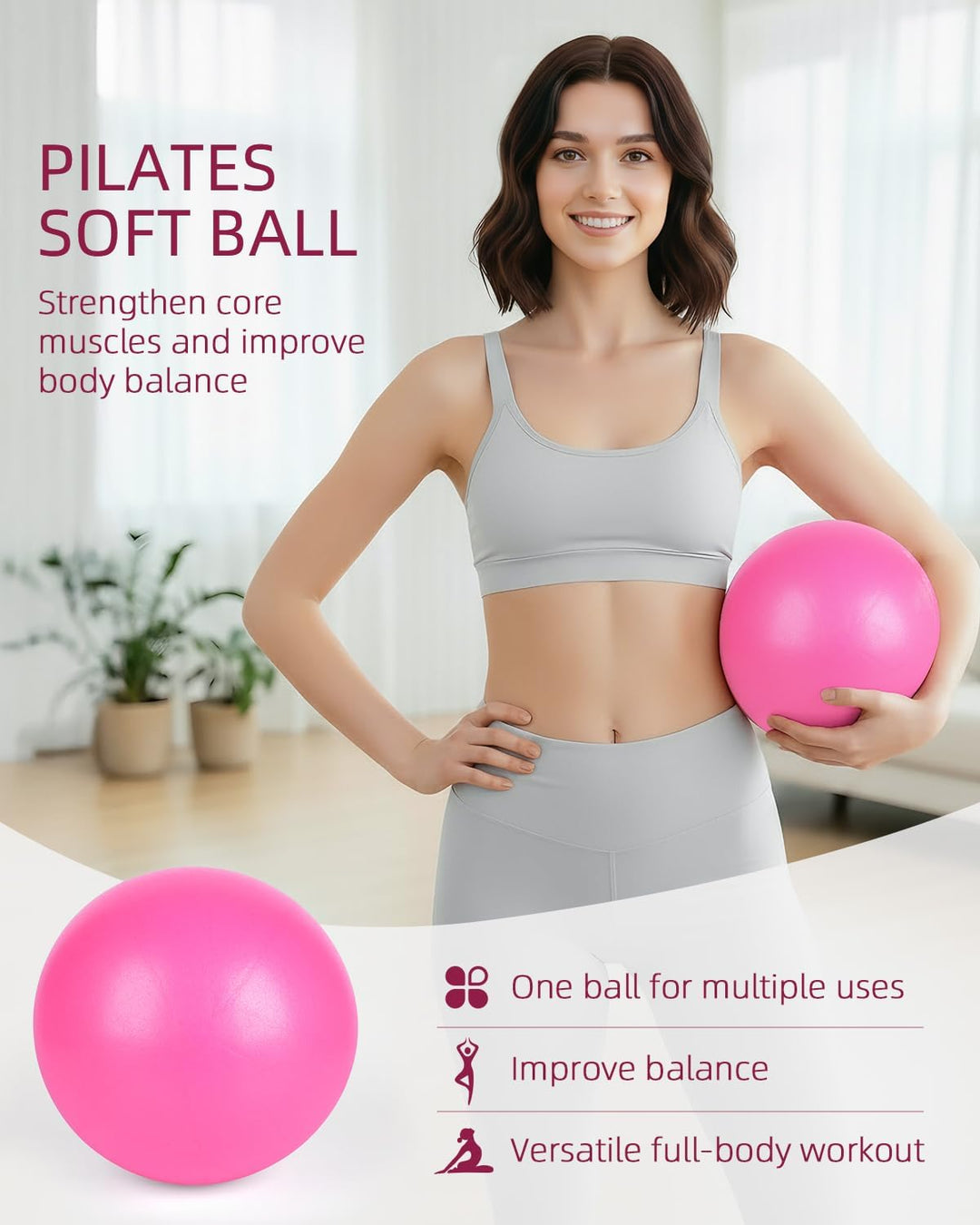 Abahub Pilates Ring Set, 35CM Magic Circle, 25CM Mini Ball, Stretchbänder,Home Pilates Ausrüstung, f
