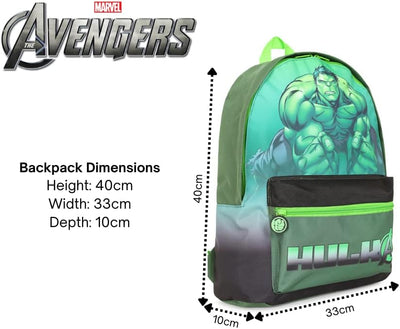 Offizieller Marvel The Hulk Avengers Kinder-Rucksack, Schultasche, grün