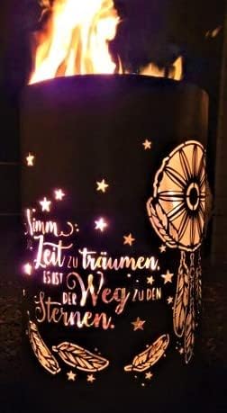 TiKo-Design Feuertonne/Feuerkorb mit Motiv – Zeit - Nimm dir Zeit zu träumen, es ist der Weg zu den