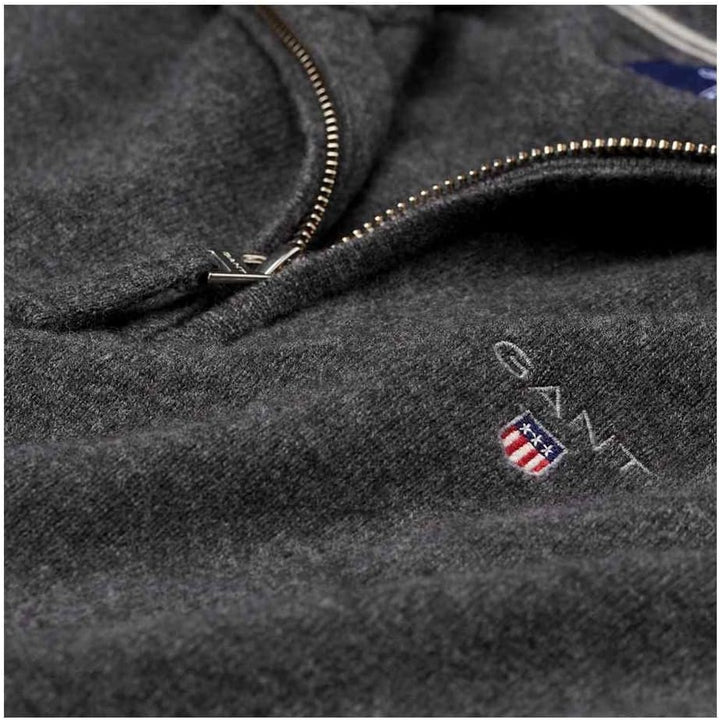 GANT Pullover Lammwolle Herren Half Zip Troyer - Grau XL 2XL 4XL 5XL Übergrossen Grösse 5XL