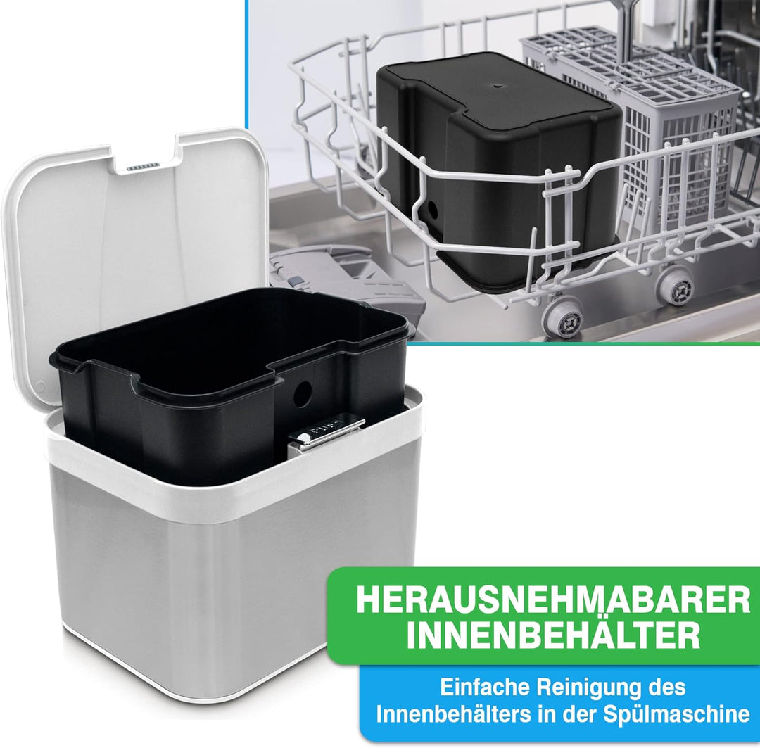 YourCasa® Biomülleimer Küche 4,3 L aus Edelstahl - geruchsdichter Bio Mülleimer mit Deckel & spülmas