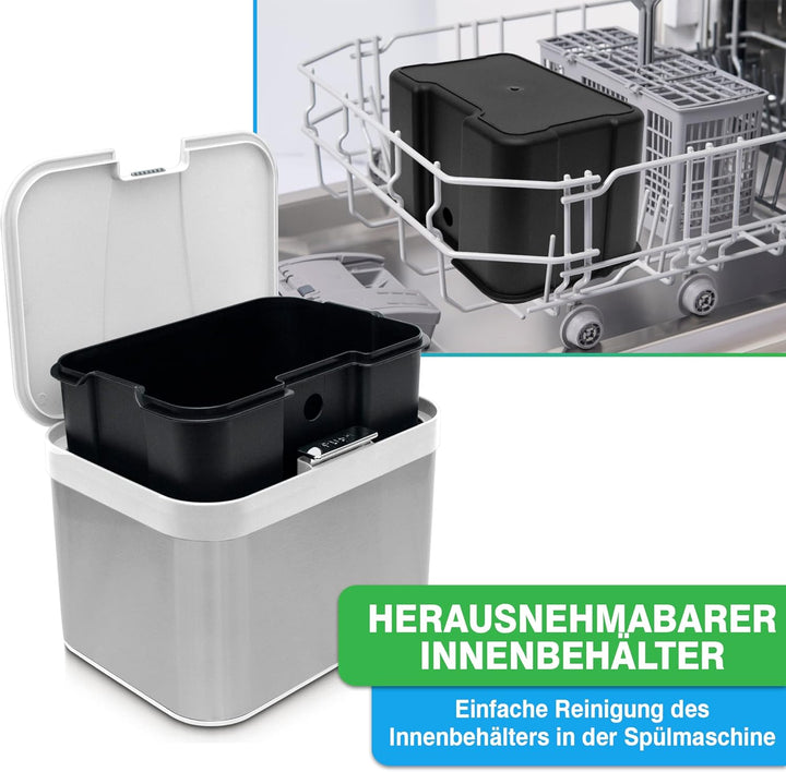 YourCasa® Biomülleimer Küche 4,3 L aus Edelstahl - geruchsdichter Bio Mülleimer mit Deckel & spülmas