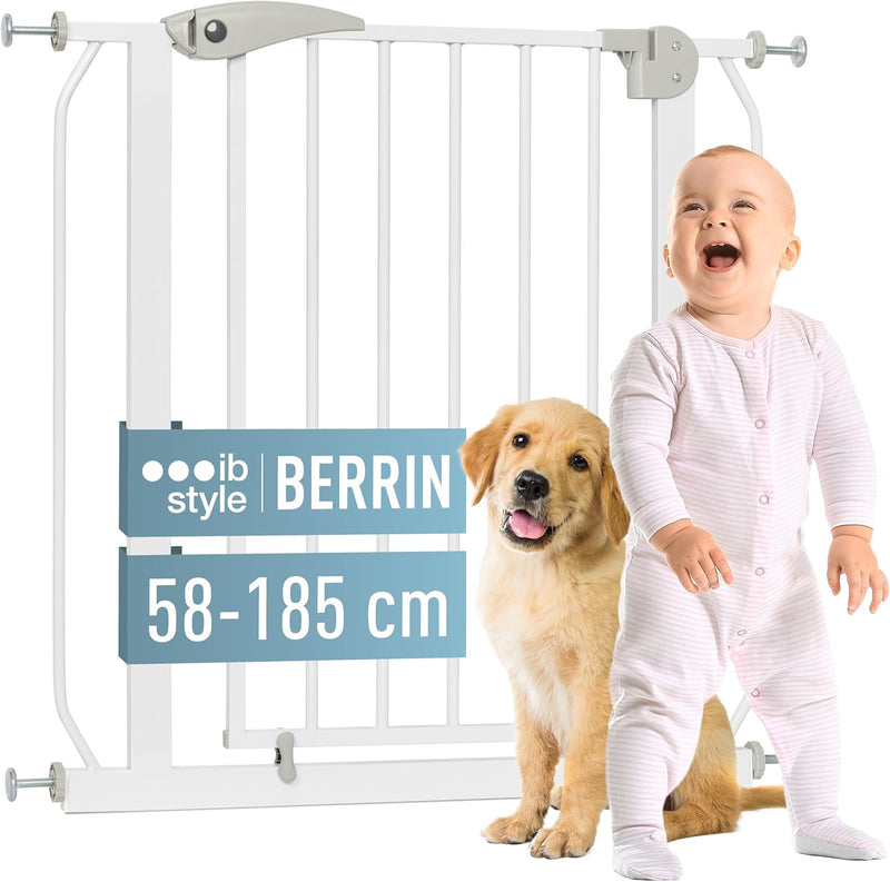 ib style® Berrin ! PREISSIEGER ! Treppengitter 58 -175cm | Türschutzgitter | Ohne Bohren | 90° Stop