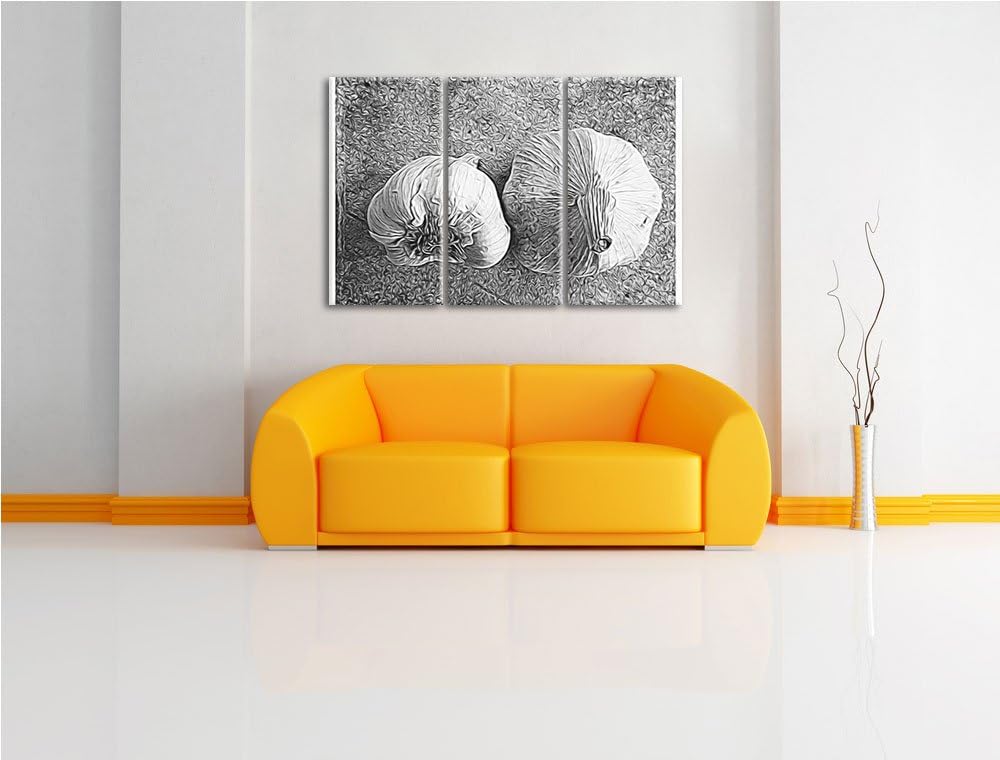 zwei Knoblauchknollen NewArt 3-Teiler Leinwandbild 120x80 Bild auf Leinwand, XXL riesige Bilder fert