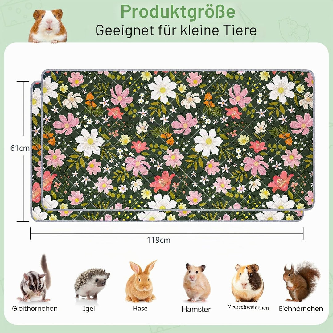 2 Pack Wiederverwendbare Unterlage für Meerschweinchen,Waschbar,Kleintier Matten für Kaninchen,Hamst