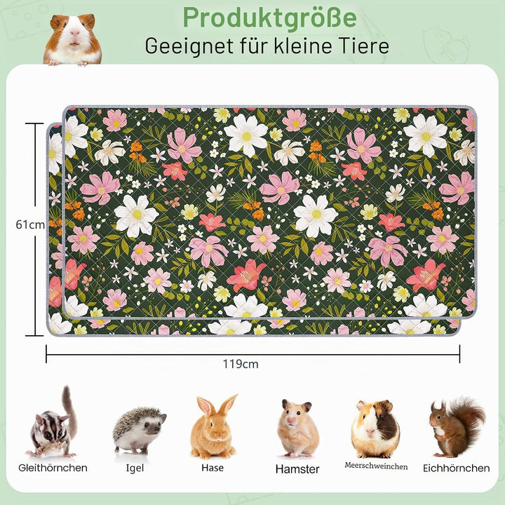 2 Pack Wiederverwendbare Unterlage für Meerschweinchen,Waschbar,Kleintier Matten für Kaninchen,Hamst
