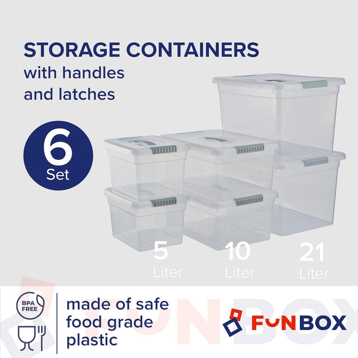 PROFUN Aufbewahrungsboxen Set mit Deckel - 21 L, 10 L und 5 L – Gross Plastikbox mit Deckel – Stapel