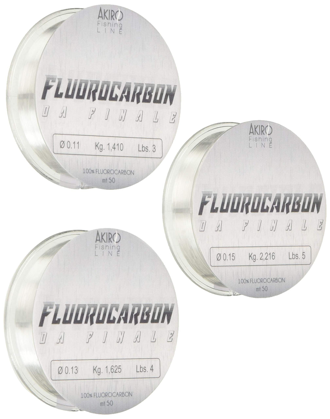 Akiro 100% Fluorocarbon Angelschnur 0.11-0.13-0.15 mm durchsichtig, 0.11-0.13-0.15 mm durchsichtig