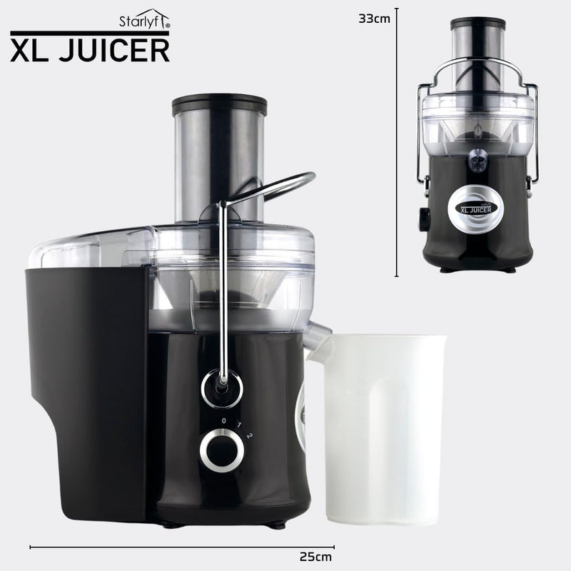 Starlyf XL Juicer Leistungsstarke Saftpresse 600 W, 2 Geschwindigkeiten, BPA-frei, für die Küche, Ex