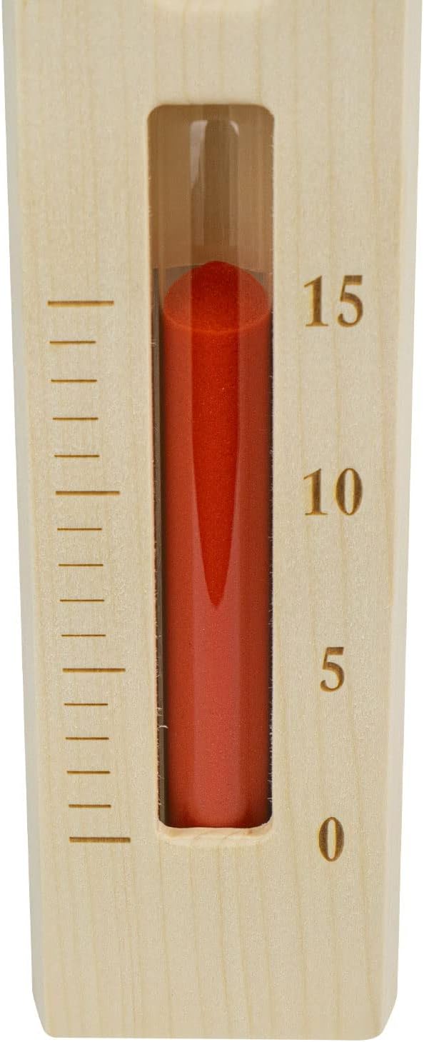 SudoreWell® Sauna Sanduhr Premium 15 Minuten aus Kiefernholz mit Bügel und rotem Sand