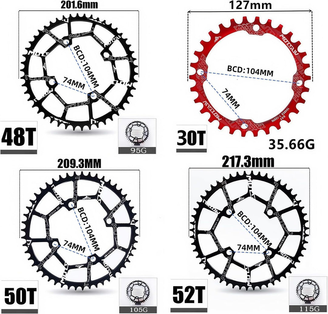 YBEKI 40T 42T 44T 46T 48T 50T 52T Runden Fahrrad Kettenblatt, Schmale Breite Kettenblätter 104 BCD f