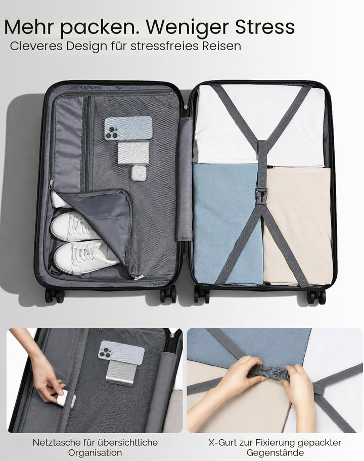 KONO Handgepäck Koffer Hartschale Trolley Koffer Handgepäck Flugzeug Reisekoffer 55×35×20cm (Koffer