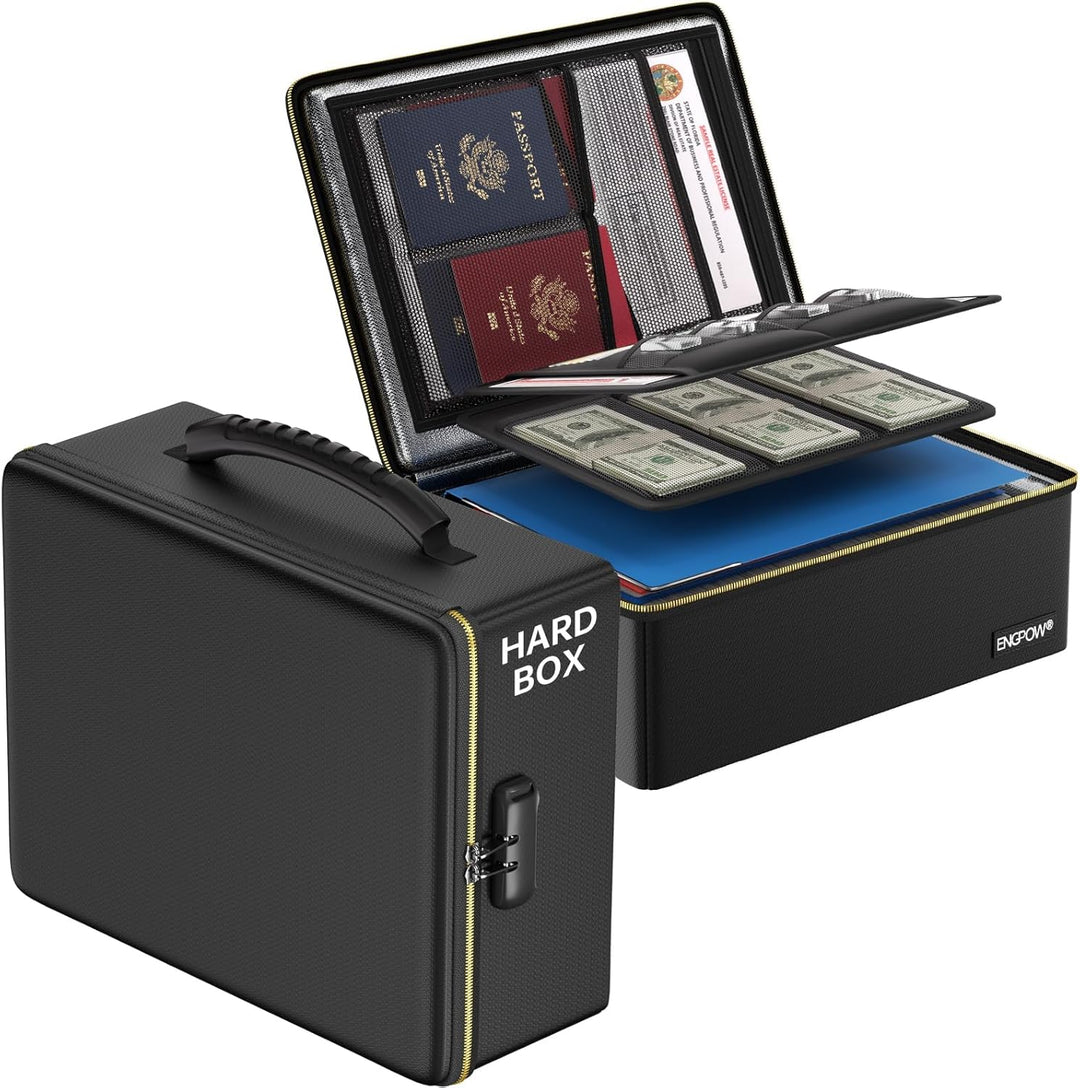 Feuerfeste Dokumententasche mit Feuerfeste Reissverschluss und Schloss,Harte Aufbewahrungsbox,Wasser
