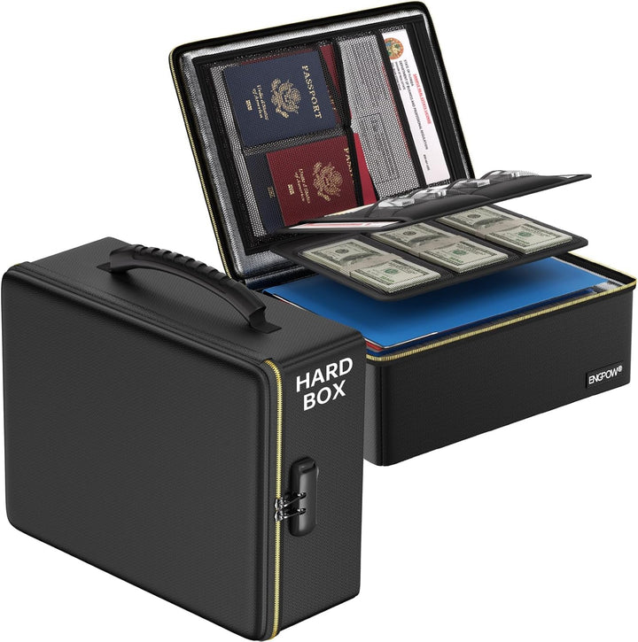 Feuerfeste Dokumententasche mit Feuerfeste Reissverschluss und Schloss,Harte Aufbewahrungsbox,Wasser