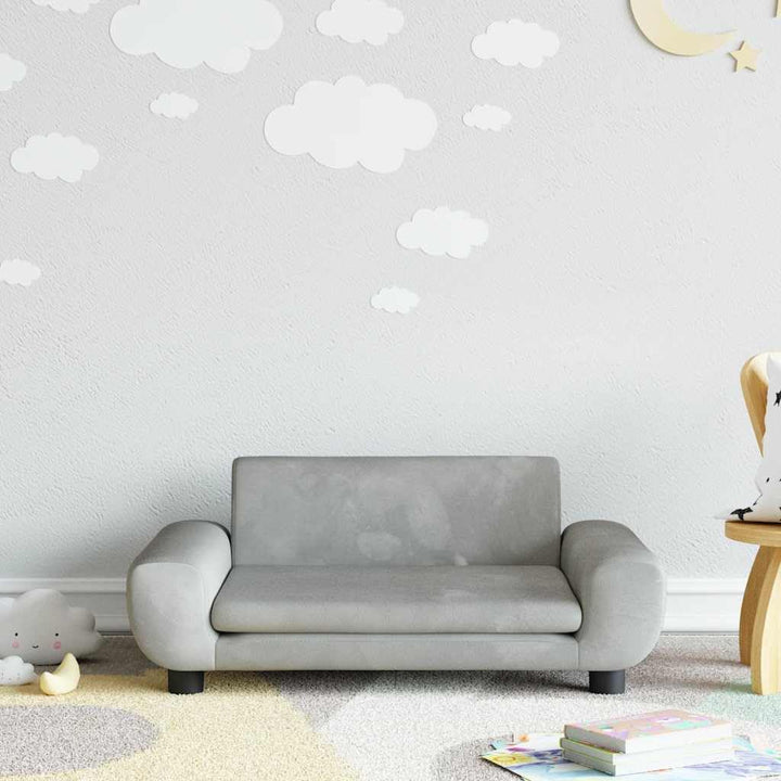 vidaXL Kindersofa Hellgrau 70x45x33 cm Samt 70 x 45 x 33 cm Hellgrau, 70 x 45 x 33 cm Hellgrau