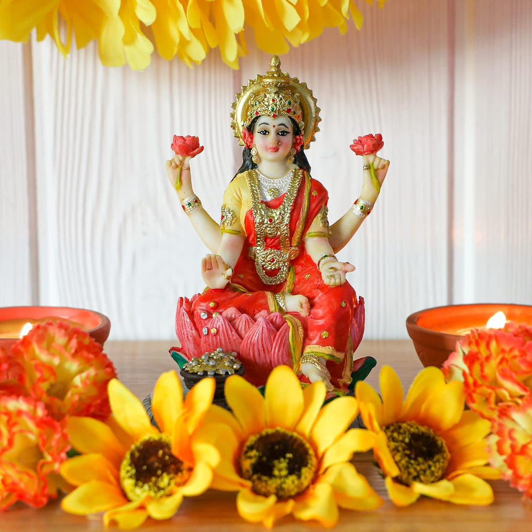 Indische Göttin Lakshmi Statue Figur – 13 cm H Lakshmi Idols Statue Murti Laxmi Staue Home Office Te