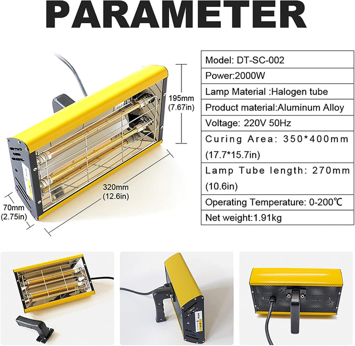 2000W Lacktrockner Infrarot Leuchten Handheld Handheld Baking Infrared Dryer Spotlight Autokörper Re