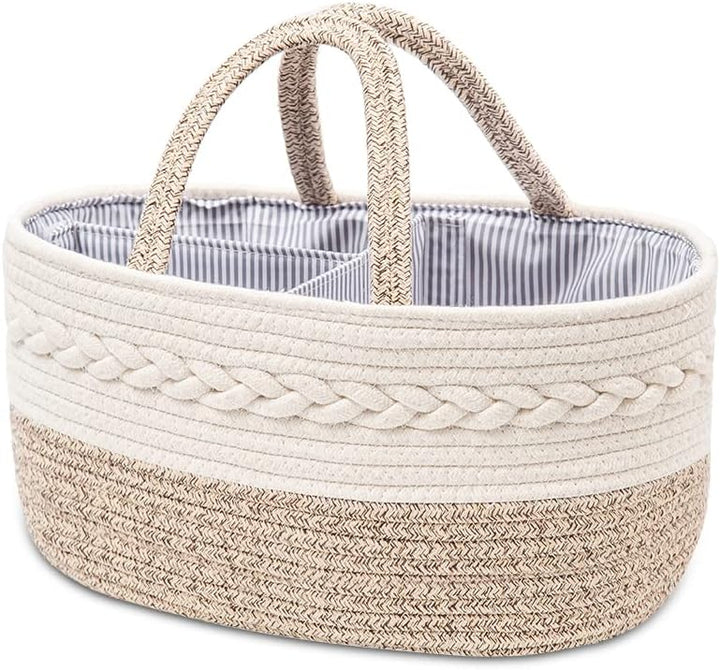 JiA QAQ Baby-Wickeltasche, tragbar, Baumwollseil, gewebte Wickeltasche, Aufbewahrungskorb für Kinder