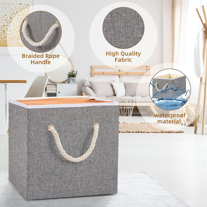 Yawinhe Aufbewahrungsbox, Faltbare Aufbewahrungsboxen ohne Deckel, Waschbare, Offene Stoffbox, für S