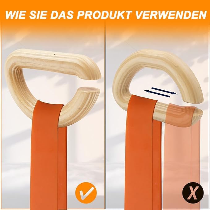 J Bryant Widerstandsbänder mit Klimmzughilfe, einzigartige, vielseitige Übungsgriffe aus Holz mit Gr