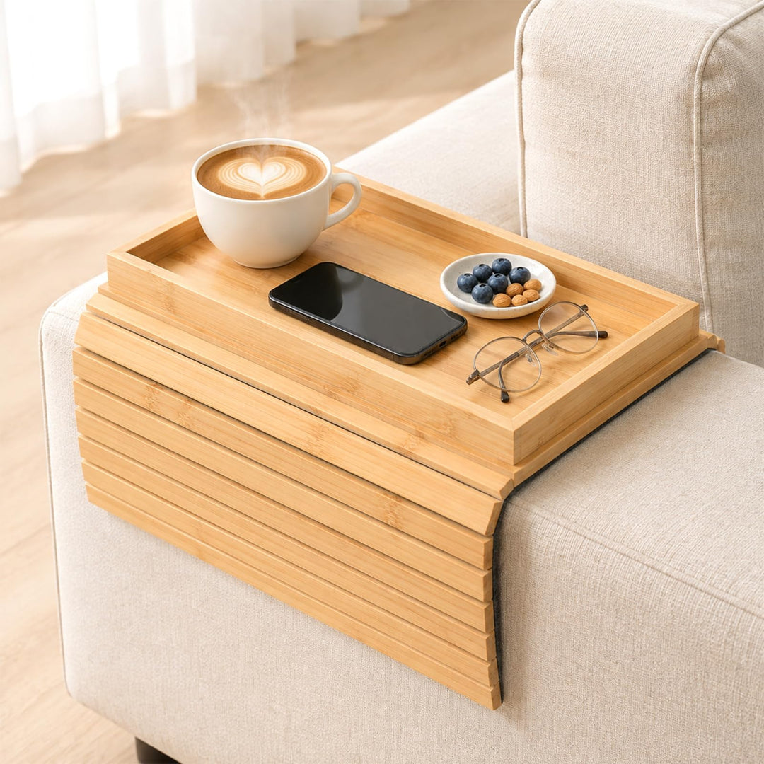 Natural Sofatablett Armlehne, Bambus Sofa Tablett Sofa Ablage (31×15 cm)