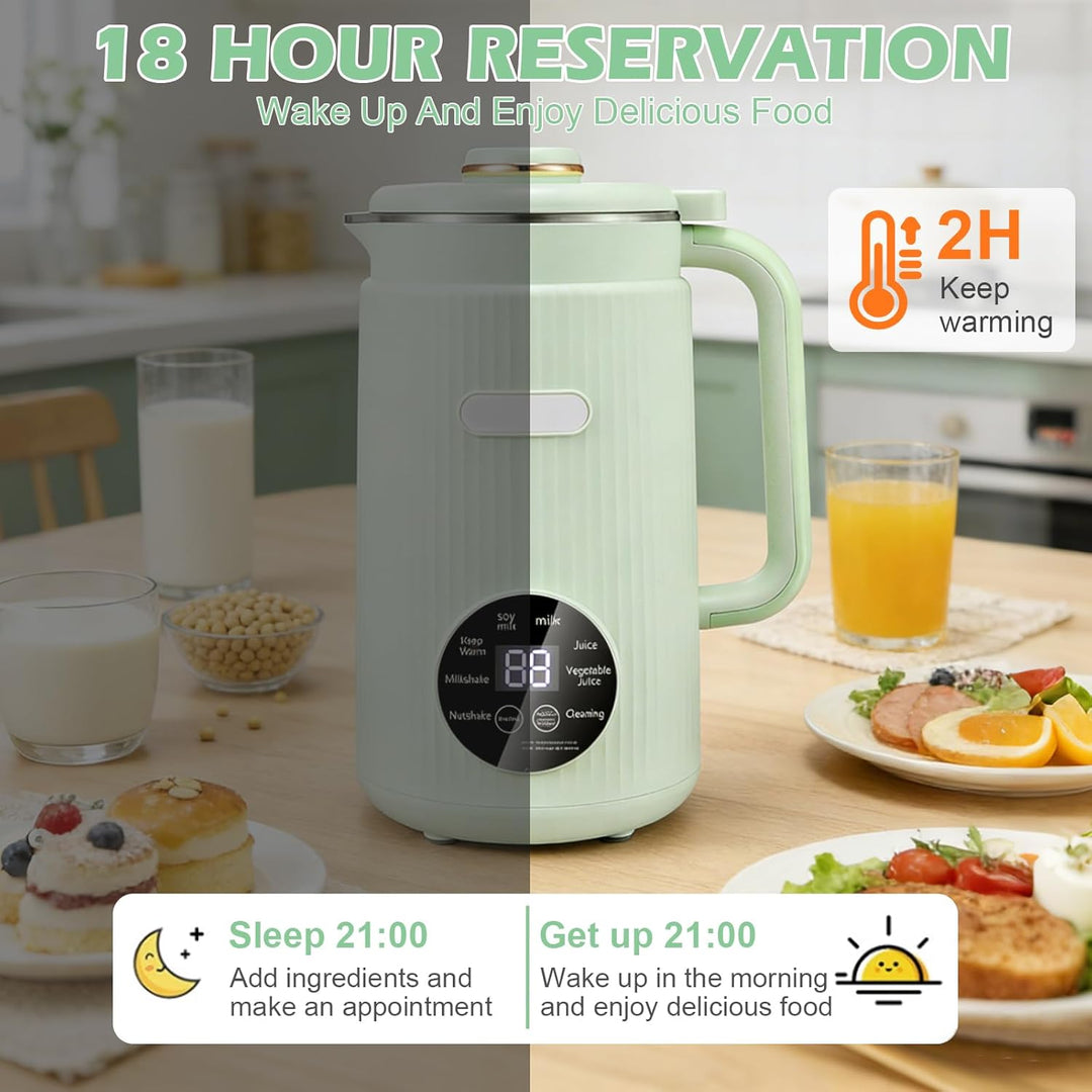 Nussmilchmaschine 8-in-1, Pflanzenmilchbereiter 1200 ml mit Selbstreinigung, Warmhaltefunktion & Tim