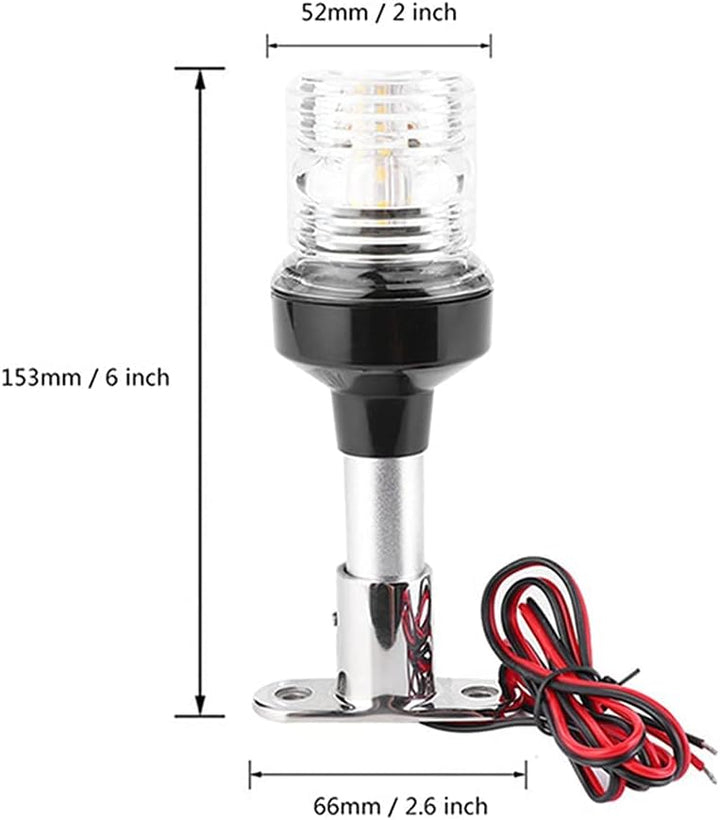 KAOLALI Boot Navigation Licht LED Licht Weiss 360° Wasserdicht IP65 15,2CM, 15,2CM