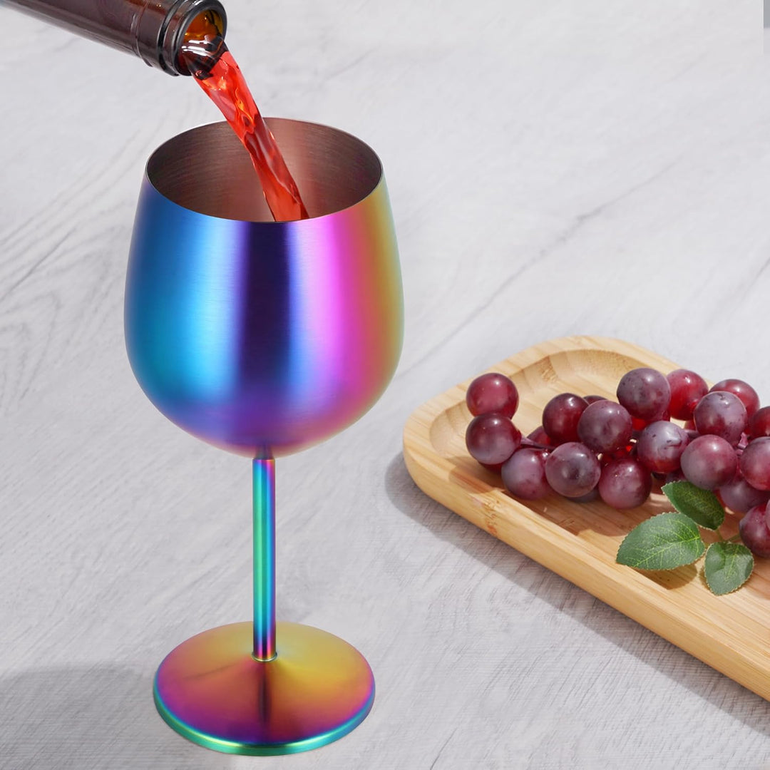 Livole Cocktailgläser aus Edelstahl, Rotweingläser mit Stiel, Unzerbrechlich Weingläser, 18Oz 550ml