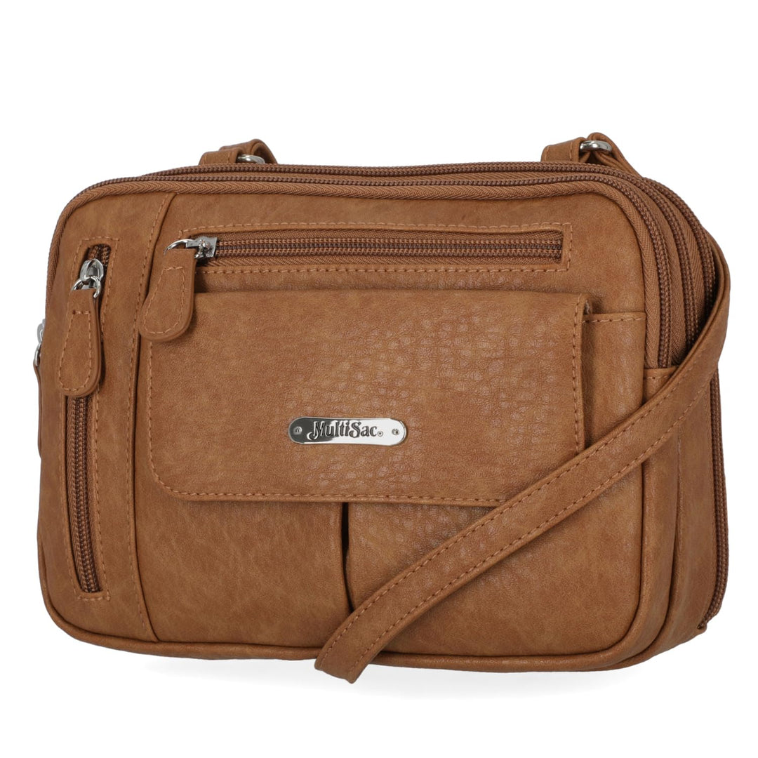 MultiSac Damen Zippy Triple Compartment Crossbody Bag Schultertasche Camel (Austin), Camel (Austin)