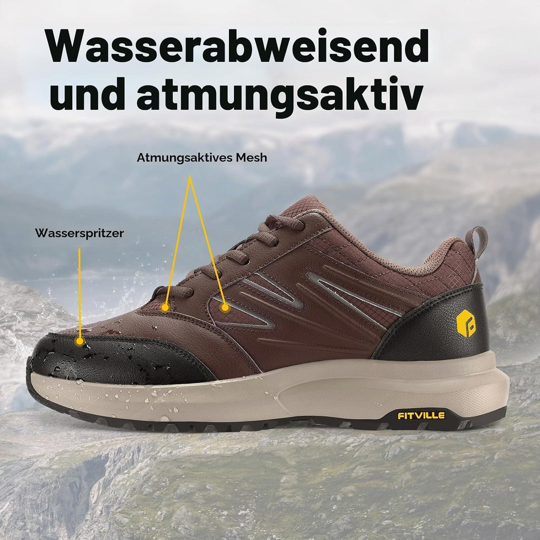 FitVille Extra weit Wanderschuhe Herren Wasserdicht Wanderhalbschuhe rutschfest Trekkingschuhe für a
