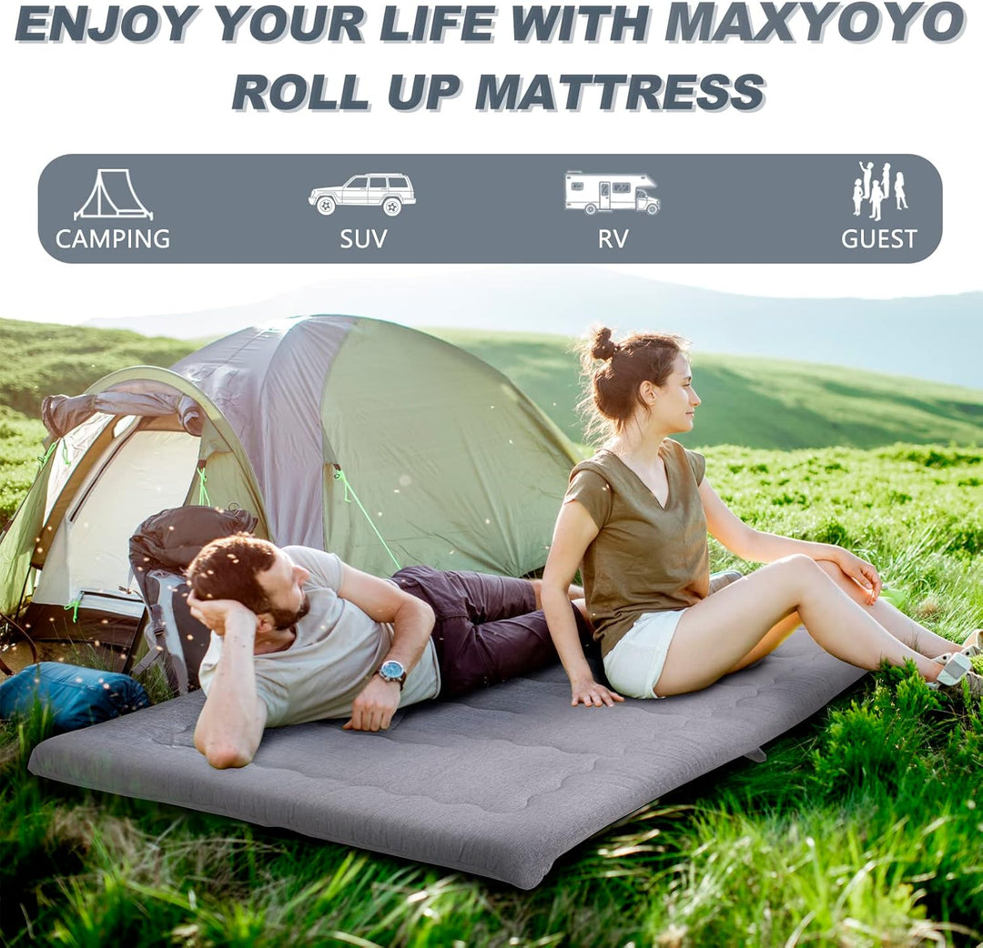 MAXYOYO Tragbare, Faltbare Futon-Matratze, hypoallergener Stoff und Schaumstoff-Matratzenauflage mit