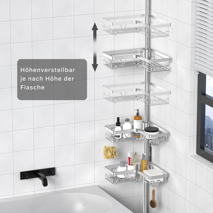 Kegii Duschablage, Teleskop Duschregal ohne Bohren, Eckregal Teleskopregal Badezimmer Organizer Edel
