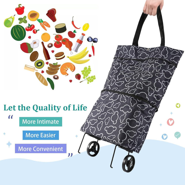 Faltbare Einkaufstasche mit Rollen, Trolley Einkaufstrolley, Einkaufstrolley Klappbar Multifunktiona