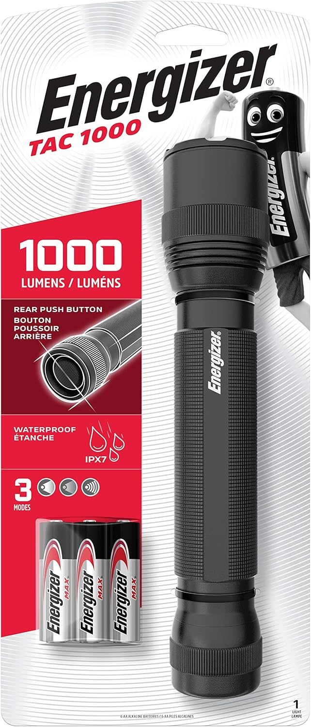 Energizer LED Taschenlampe, TAC 1000, Extrem Hell für Haushalt, Outdoor und Notfall, Batterie Enthal