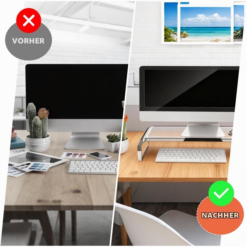Monitorständer Acryl Bildschirmständer Transparenter Bildschirmerhöhung PC Laptopständer Monitorerhö