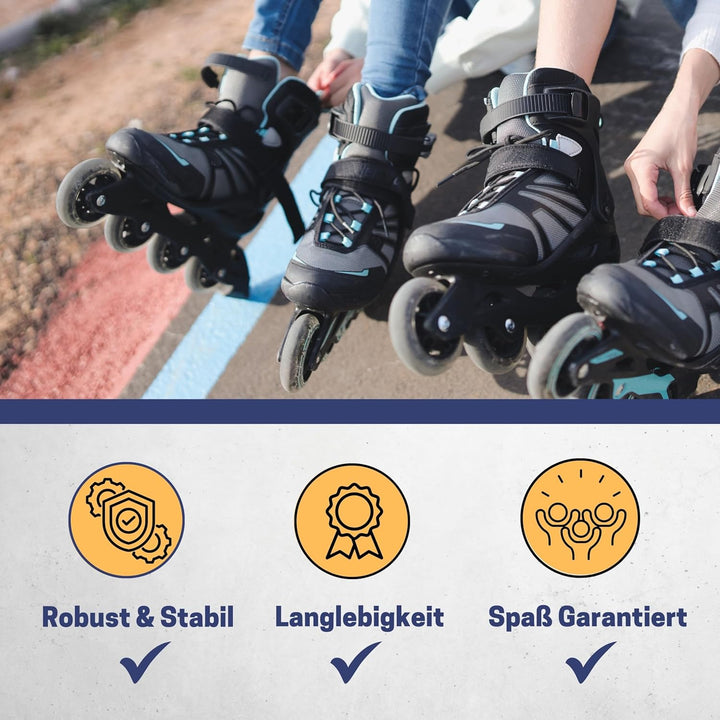 Best Sporting Inline Skates Kinder Unisex I Inliner für Kinder in Schwarz-Türkis I Klettverschluss I