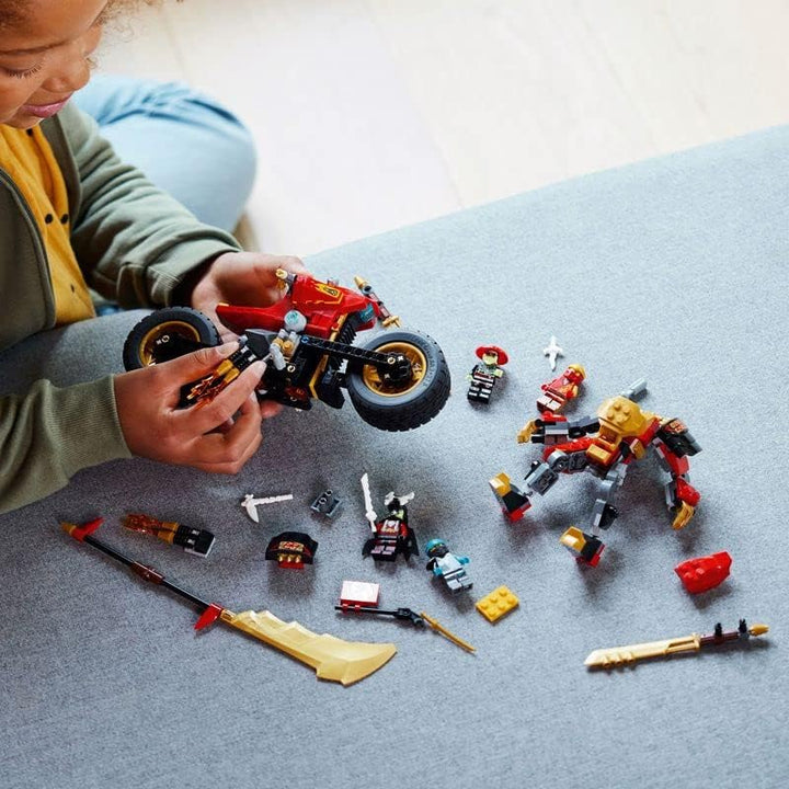 LEGO 71783 NINJAGO Kais Mech-Bike EVO, Aufrüstbares Ninja-Motorrad Spielzeug mit 2 Minifiguren – Kai