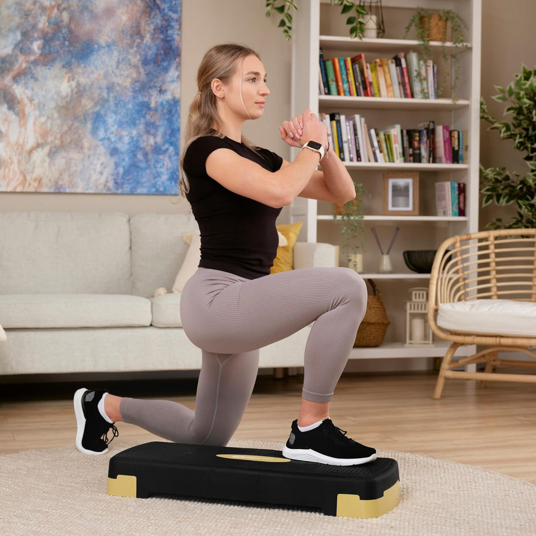 Hop-Sport Steppbrett HS-PP033AS für Zuhause - höhenverstellbarer Aerobic Stepper Fitness mit 3 Stufe