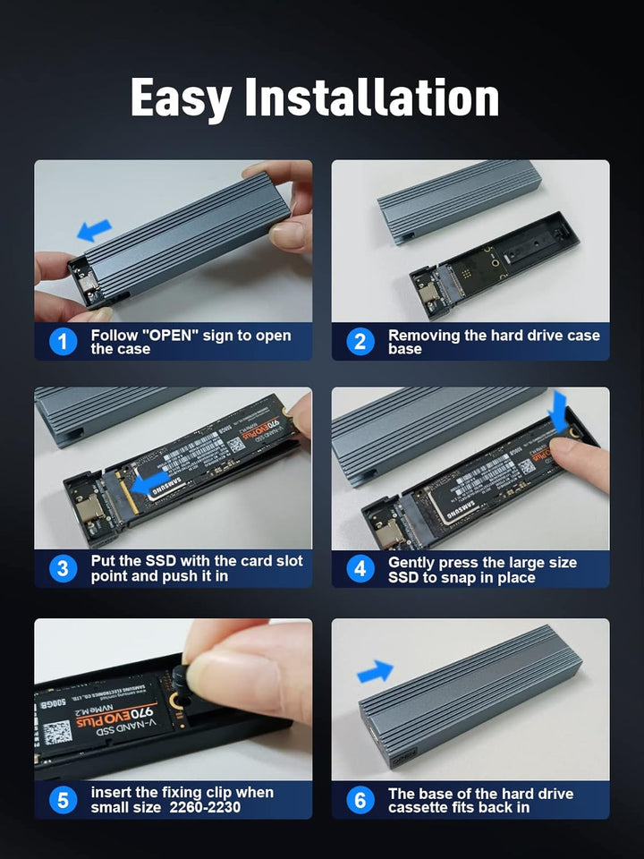 VCOM M.2 NVMe SSD Gehäuse, 10Gbps NVMe PCIe auf USB Adapter mit USB 3.2 Gen2, werkzeugfreie Installa