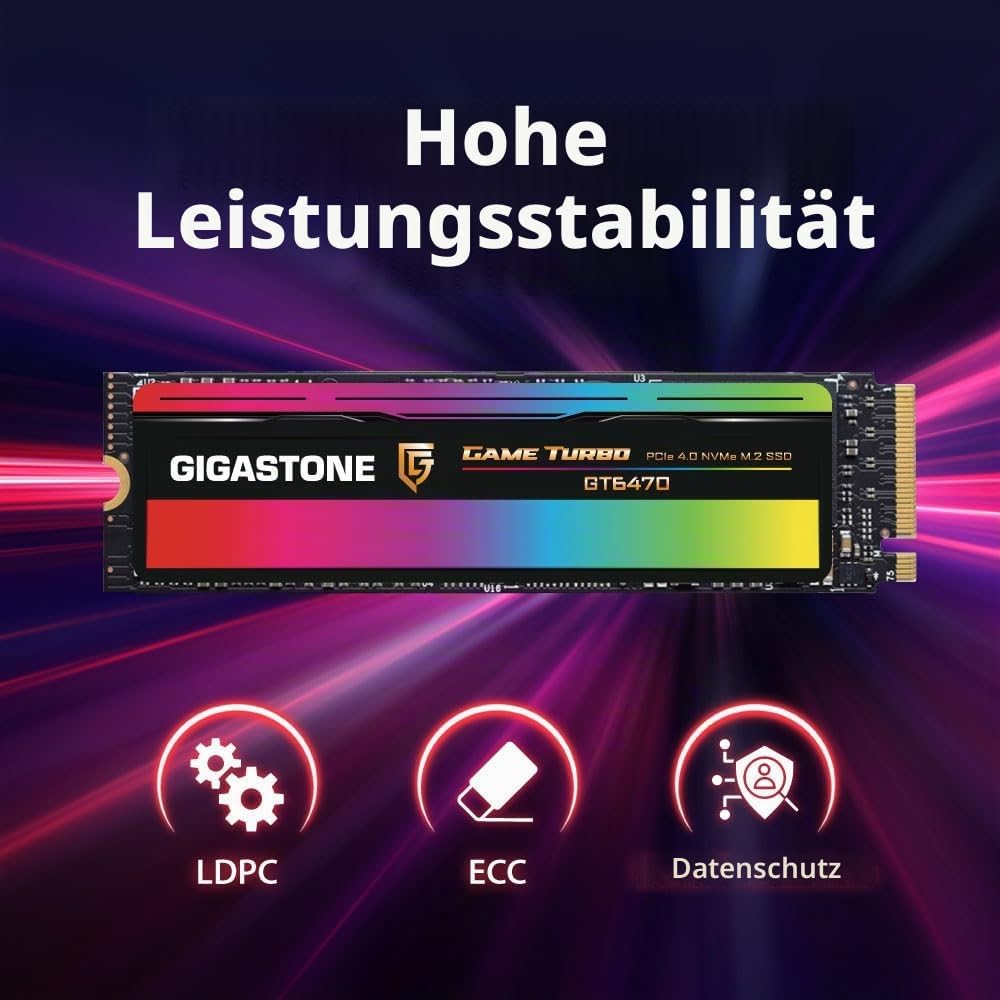 Gigastone M.2 SSD 1TB PCIe 4.0x4 NVMe M.2 2280 Game Turbo Gen4 PCIe Internal Solid State Drives 7,00
