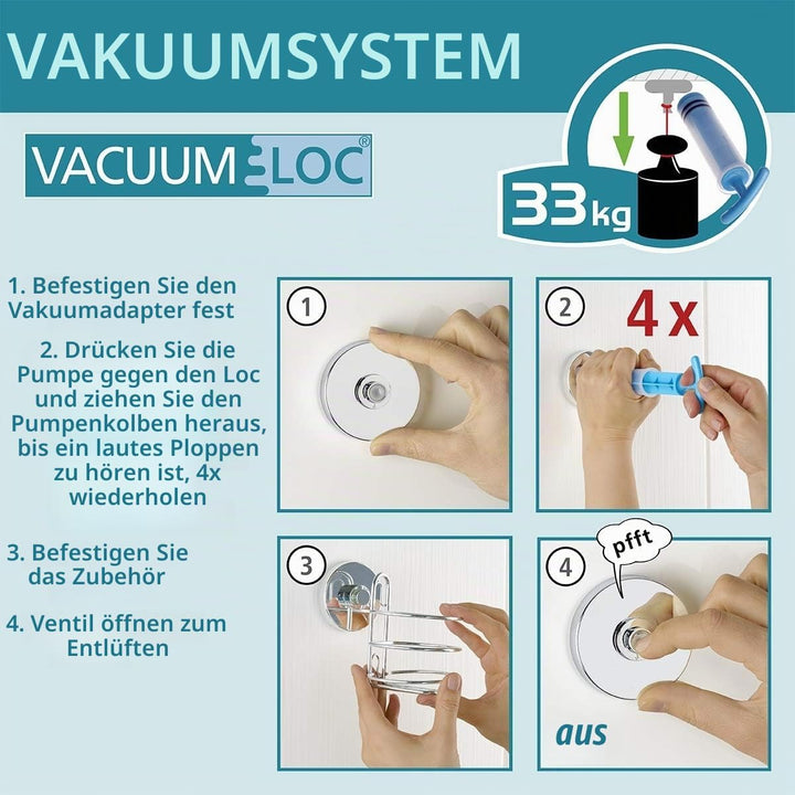 WENKO Vacuum-Loc Eckablage Mod. Bari Wandregal ohne bohren praktische Vakuum-Befestigung verchromtes