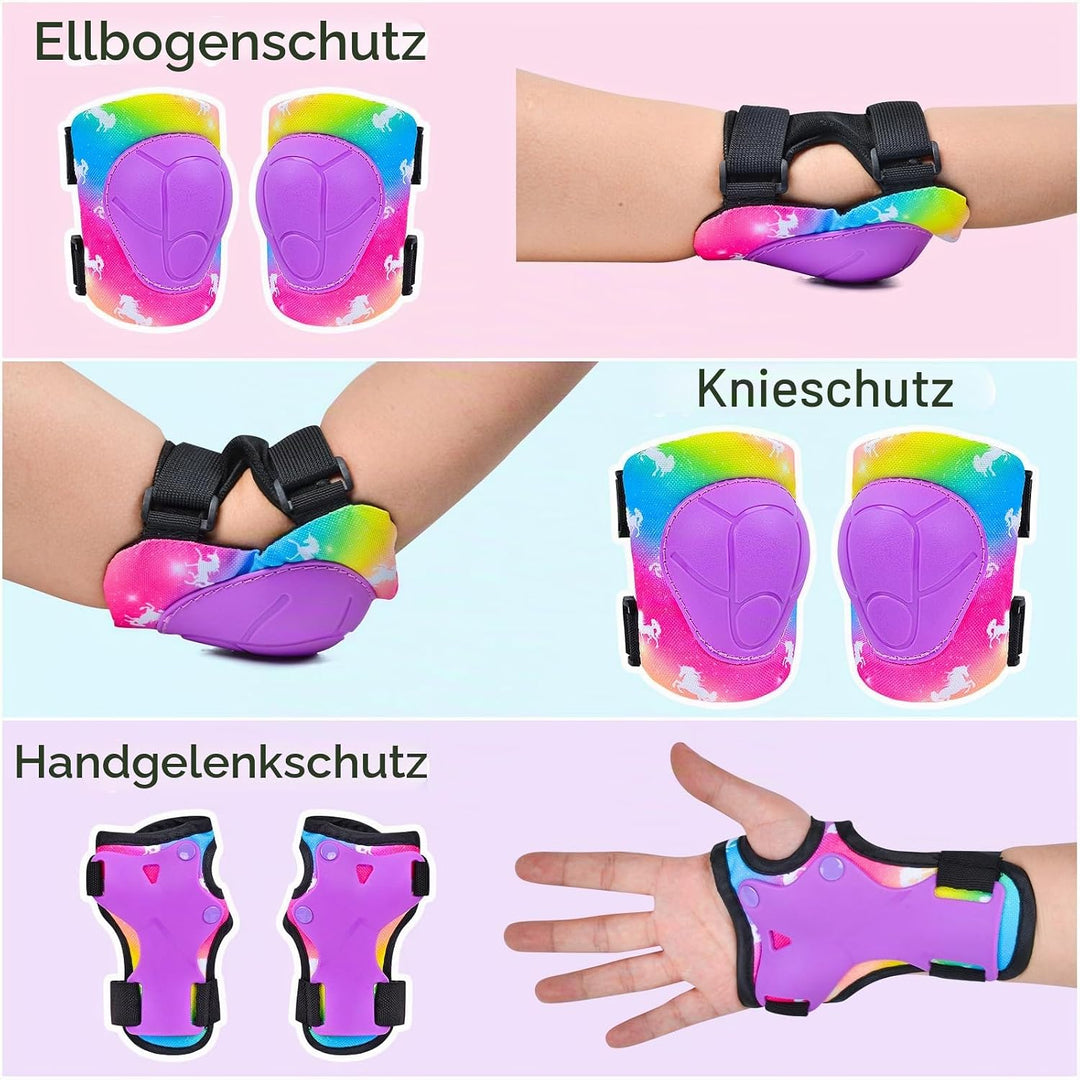 Knieschützer für Kinder Ellenbogenschützer Handgelenkschützer mit Kordelzug-Netztasche, Schutzausrüs