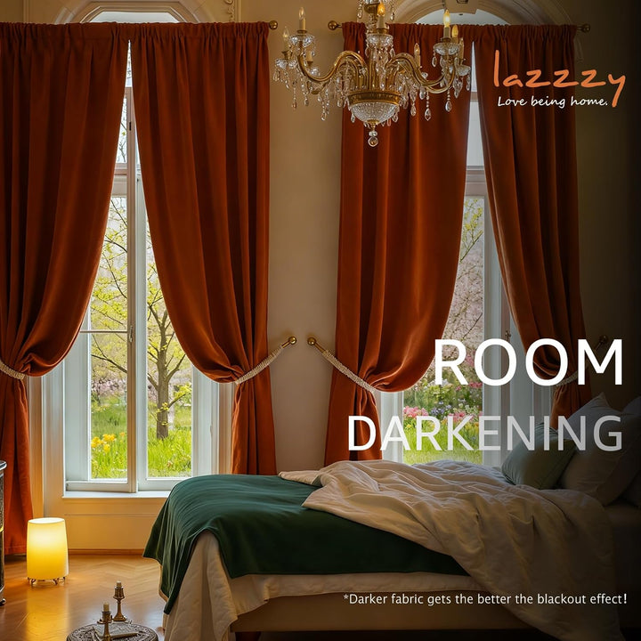 Lazzzy Samtvorhänge, wärmeisoliert, 213 cm, Raumverdunkelung, Fenstervorhänge, superweich, luxuriöse