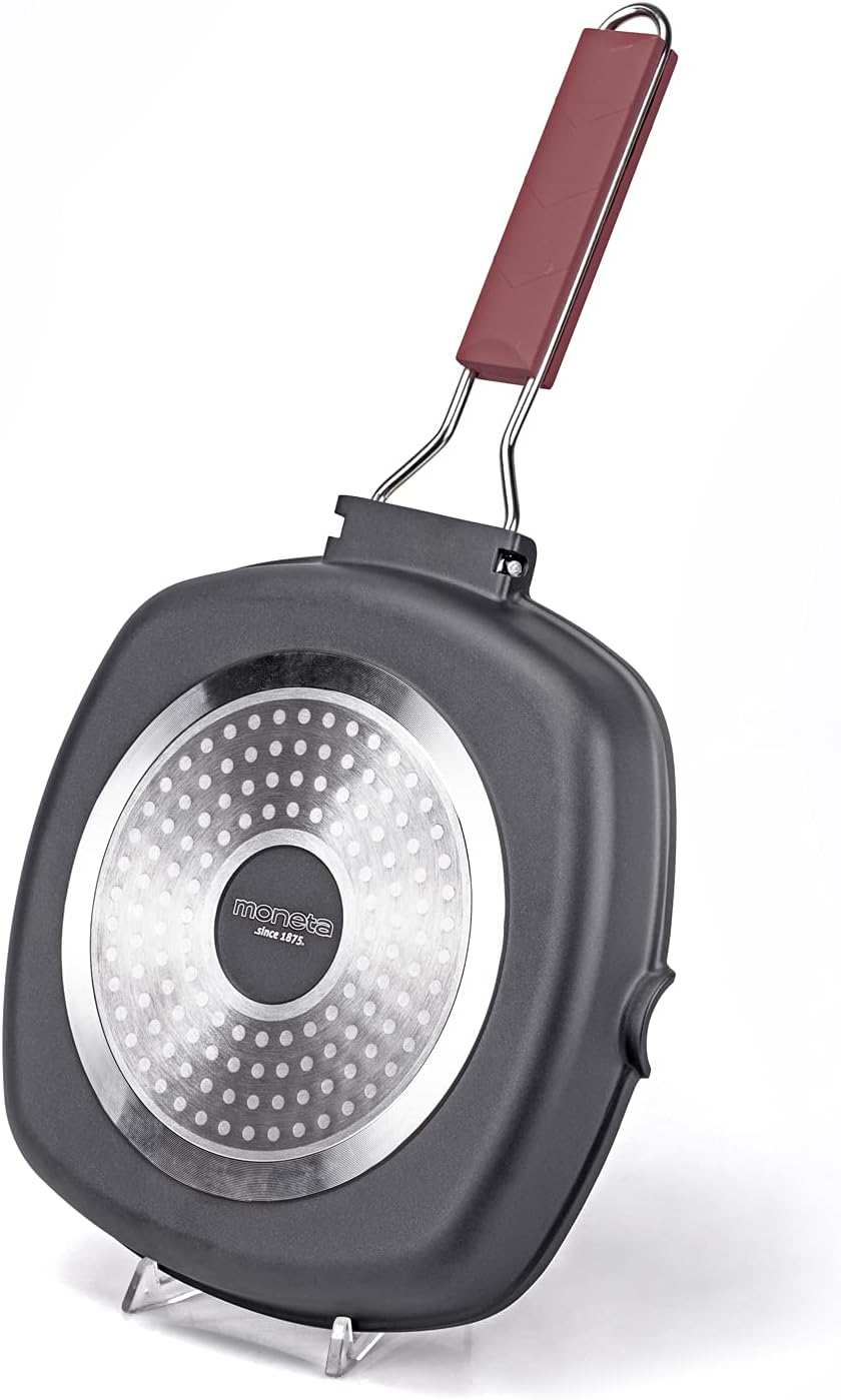 Moneta Grillpfanne 24 x 24 cm Pro Grill mit klappbarem Griff auch für Induktion