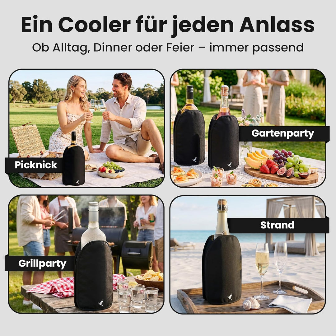 Beyond Weinkühler Manschette 2er Set - Kühlmanschette für Wein & Sekt - Flaschenkühler für unterwegs
