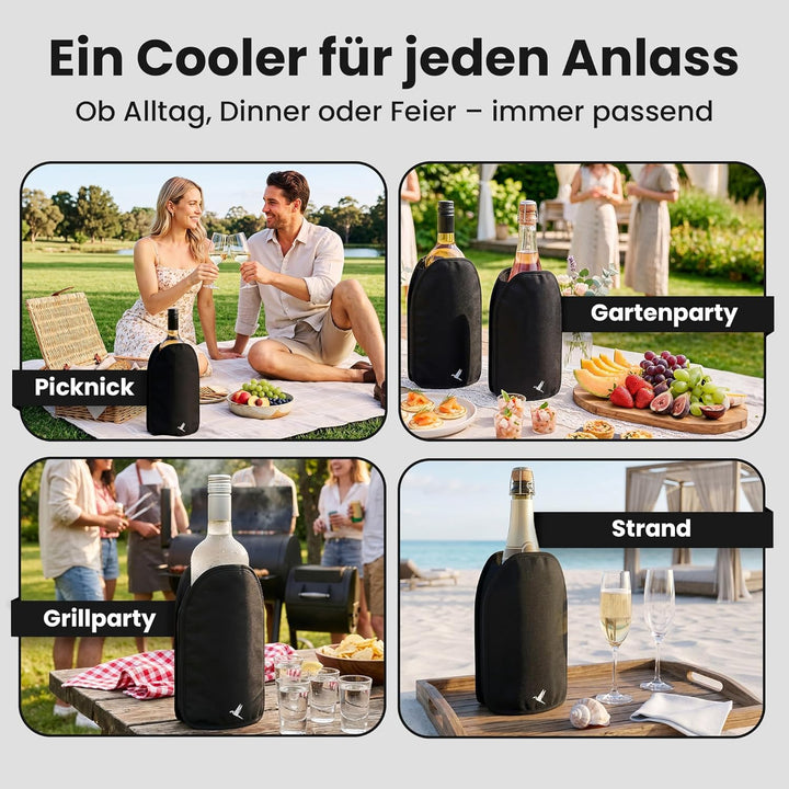 Beyond Weinkühler Manschette 2er Set - Kühlmanschette für Wein & Sekt - Flaschenkühler für unterwegs